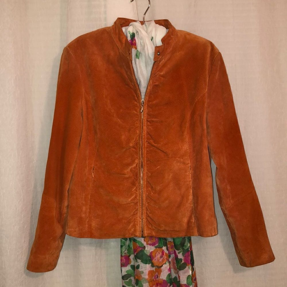 Wilsons Leather XL Burnt Orange Genuine Suede Leather Jacket